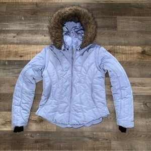 Obermeyer ski jacket Women's Light purple Quilted Jacket with Faux Fur Hood Med